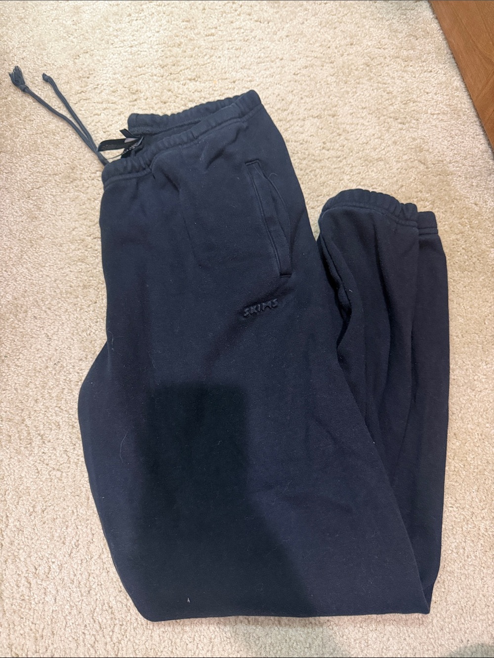 SKIMS Black Women's Fleece Joggers with Drawstring Waist